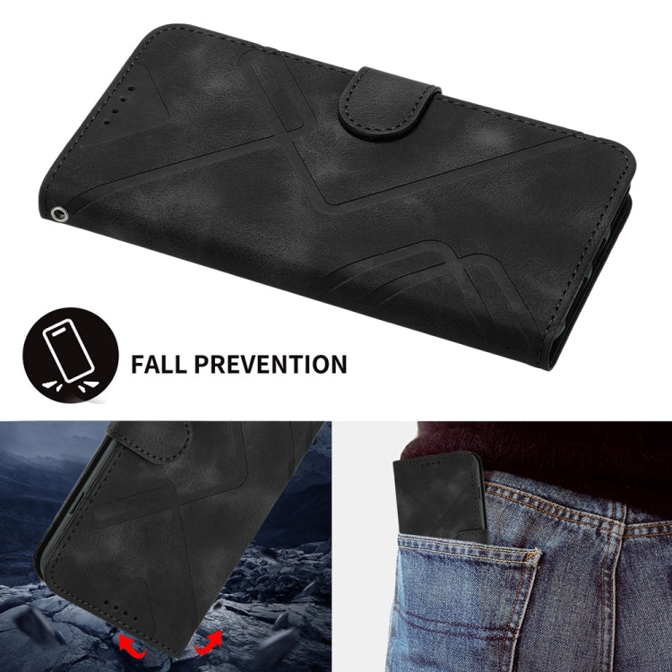 For Motorola Moto G Stylus 5G 2024 Line Pattern Skin Feel Leather Phone Case(Black) by buy2fix