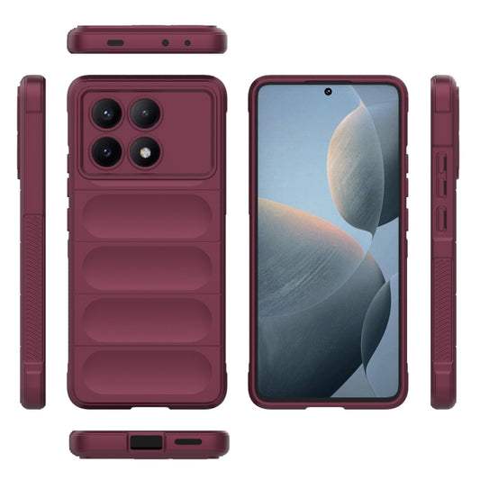 For Xiaomi Redmi K70E 5G Magic Shield TPU + Flannel Phone Case(Wine Red) by buy2fix