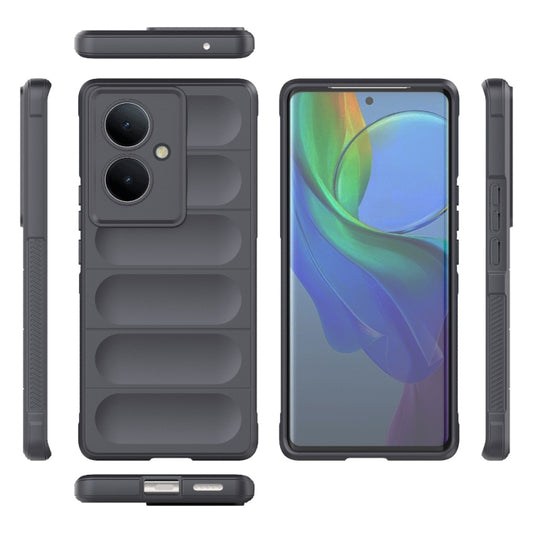 For vivo Y78+ Global Magic Shield TPU + Flannel Phone Case(Dark Grey) by buy2fix