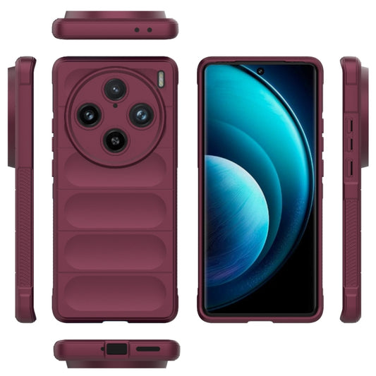 For vivo X100 Pro 5G Magic Shield TPU + Flannel Phone Case(Wine Red) by buy2fix