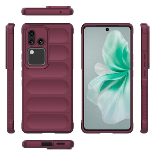 For vivo S18 5G Magic Shield TPU + Flannel Phone Case(Wine Red) by buy2fix