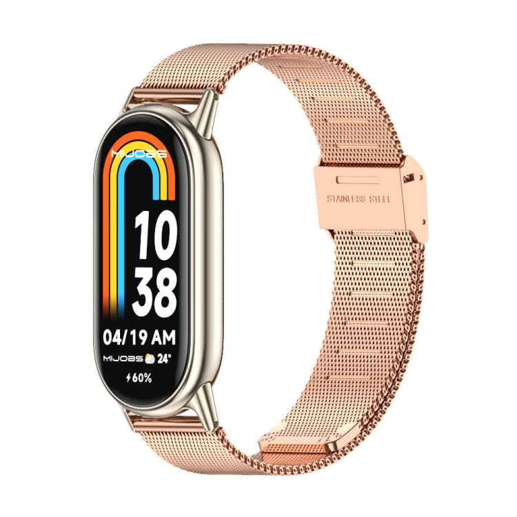 For Xiaomi Smart Band 10 / 9 / 8 Mijobs Milan Buckle Metal Stainless Steel Watch Band(Rose Gold+Light Gold) - Watch Bands by MIJOBS | Online Shopping UK | buy2fix