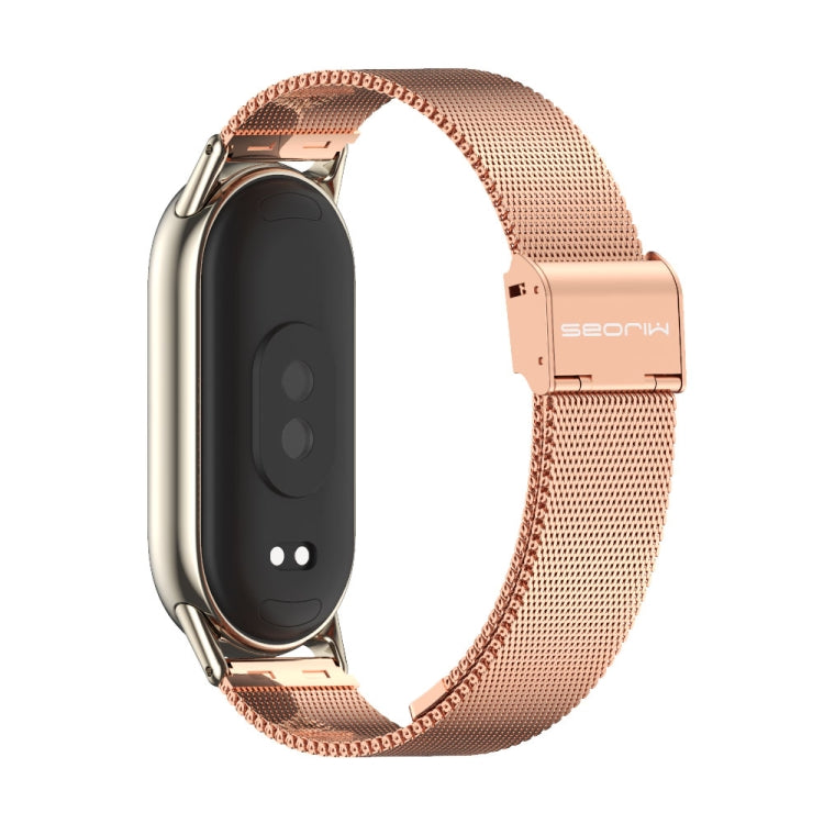 For Xiaomi Smart Band 10 / 9 / 8 Mijobs Milan Buckle Metal Stainless Steel Watch Band(Rose Gold+Light Gold) - Watch Bands by MIJOBS | Online Shopping UK | buy2fix