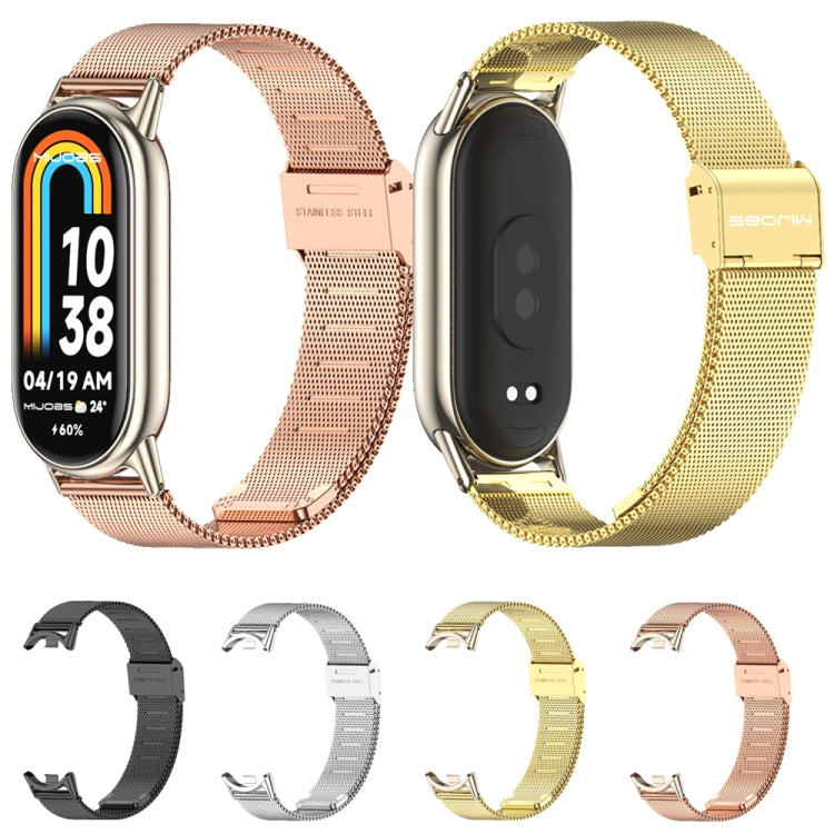 For Xiaomi Smart Band 10 / 9 / 8 Mijobs Milan Buckle Metal Stainless Steel Watch Band(Rose Gold+Light Gold) - Watch Bands by MIJOBS | Online Shopping UK | buy2fix