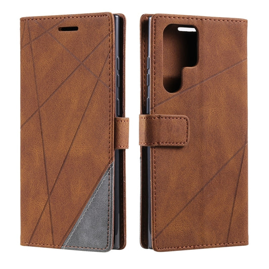 For Samsung Galaxy S24 Ultra 5G Skin Feel Splicing Leather Phone Case(Brown) by buy2fix