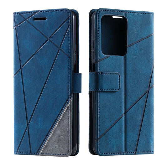 For Redmi Note 12 5G Skin Feel Splicing Leather Phone Case(Blue) by buy2fix