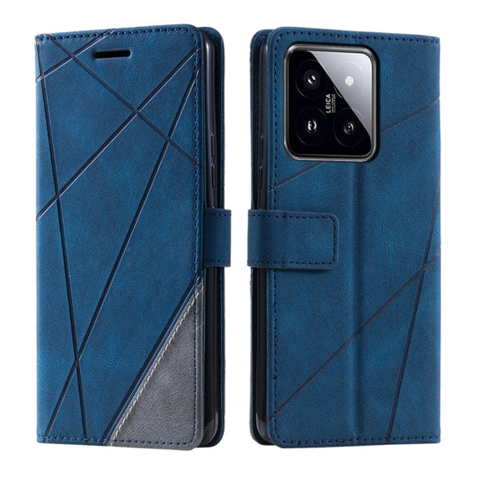 For Xiaomi 14 Pro Skin Feel Splicing Leather Phone Case(Blue) by buy2fix