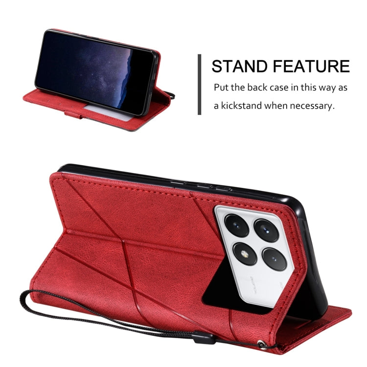 For Xiaomi Redmi K70E Skin Feel Splicing Leather Phone Case(Red) - Xiaomi Cases by buy2fix | Online Shopping UK | buy2fix