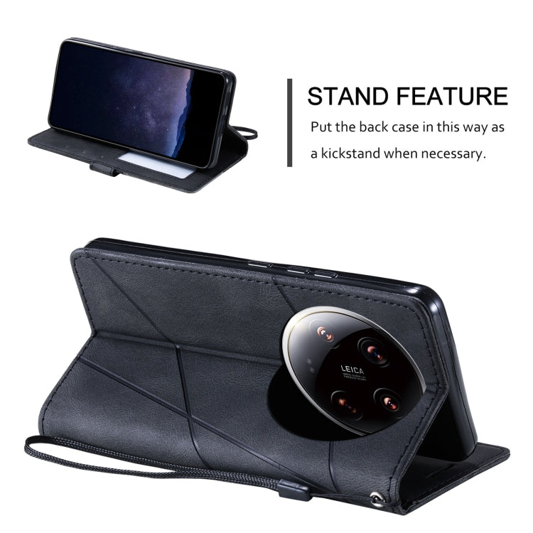 For Xiaomi 14 Ultra Skin Feel Splicing Leather Phone Case(Black) by buy2fix