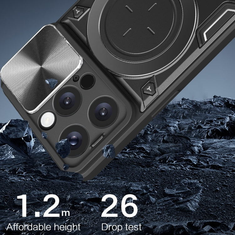 For iPhone 16 Pro CD Texture Sliding Camshield Magnetic Holder Phone Case(Black) by buy2fix