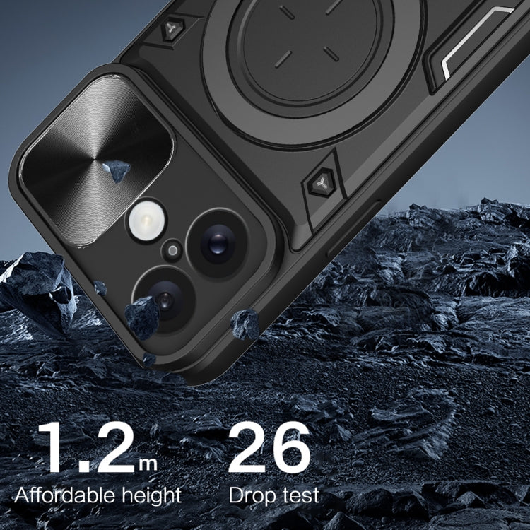 For iPhone 16 Plus CD Texture Sliding Camshield Magnetic Holder Phone Case(Purple) by buy2fix