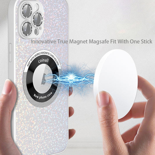 For iPhone 14 Pro Colorful Glitter Magnetic Magsafe TPU + PC Phone Case(White) by buy2fix