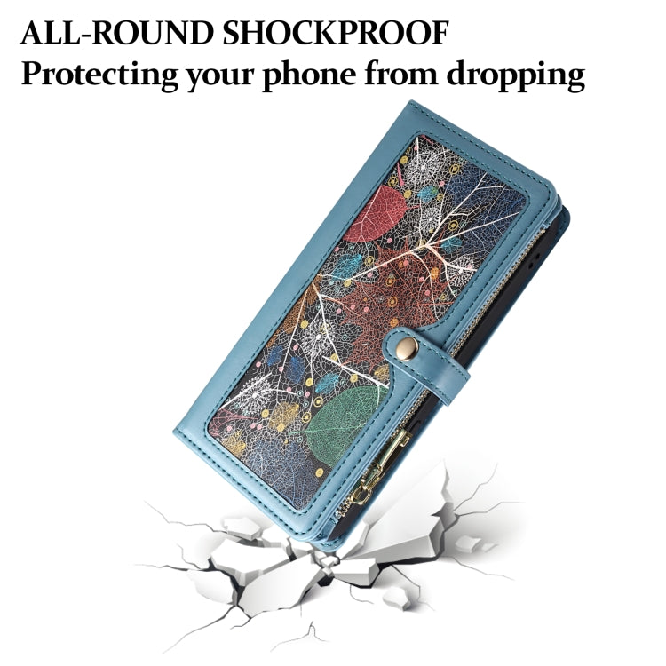 For Google Pixel 9 / 9 Pro ESEBLE Star Series Lanyard Zipper Wallet RFID Leather Case(Blue) by ESEBLE