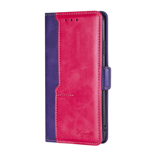 For Xiaomi Redmi Note 12S 4G Contrast Color Side Buckle Leather Phone Case(Purple + Rose Red) by buy2fix