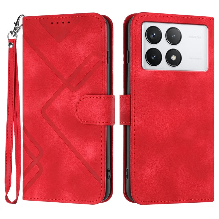 For Xiaomi Redmi K70 Line Pattern Skin Feel Leather Phone Case(Red) - Xiaomi Cases by buy2fix | Online Shopping UK | buy2fix