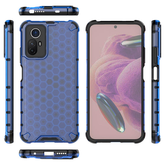 For Xiaomi Note 12S 4G Global Shockproof Honeycomb PC + TPU Phone Case(Blue) by buy2fix