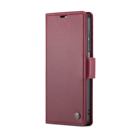 For Samsung Galaxy A23 CaseMe 023 Butterfly Buckle Litchi Texture RFID Anti-theft Leather Phone Case(Wine Red) by CaseMe