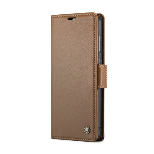 For Samsung Galaxy A73 5G CaseMe 023 Butterfly Buckle Litchi Texture RFID Anti-theft Leather Phone Case(Brown) by CaseMe