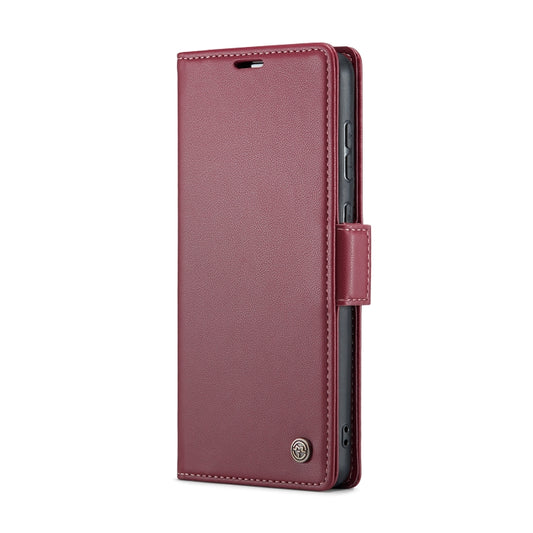 For Samsung Galaxy A73 5G CaseMe 023 Butterfly Buckle Litchi Texture RFID Anti-theft Leather Phone Case(Wine Red) by CaseMe
