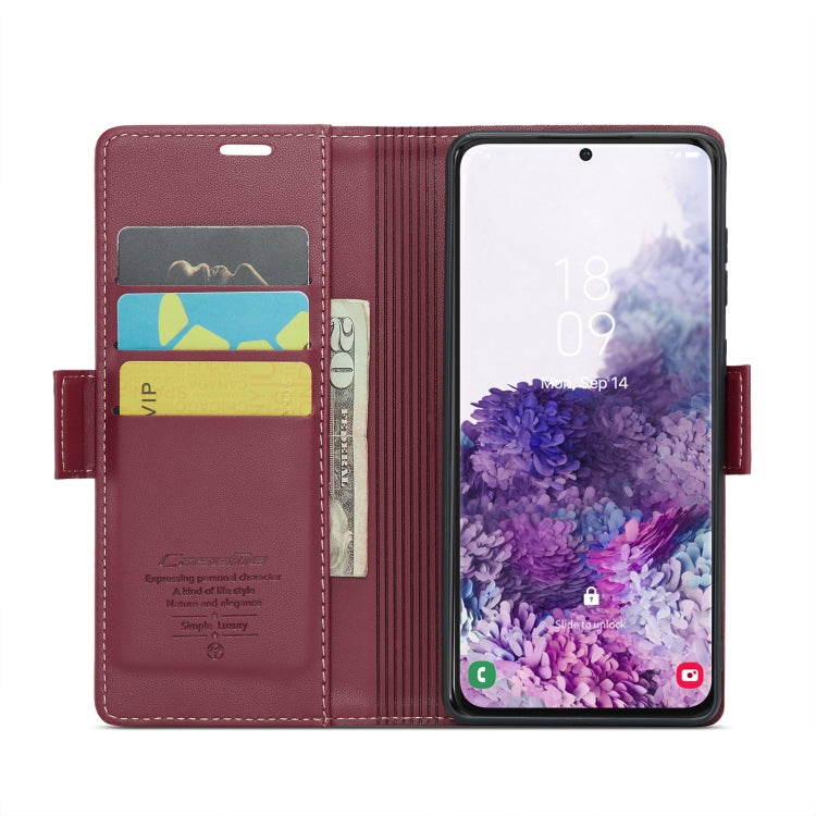 For Samsung Galaxy S20 CaseMe 023 Butterfly Buckle Litchi Texture RFID Anti-theft Leather Phone Case(Wine Red) - Galaxy Phone Cases by CaseMe | Online Shopping UK | buy2fix