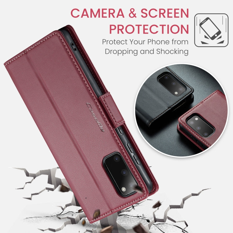 For Samsung Galaxy S20 CaseMe 023 Butterfly Buckle Litchi Texture RFID Anti-theft Leather Phone Case(Wine Red) - Galaxy Phone Cases by CaseMe | Online Shopping UK | buy2fix