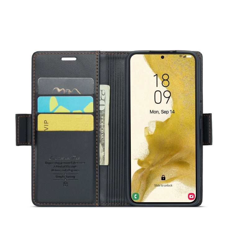 For Samsung Galaxy S22 5G CaseMe 023 Butterfly Buckle Litchi Texture RFID Anti-theft Leather Phone Case(Black) - Galaxy S22 5G Cases by CaseMe | Online Shopping UK | buy2fix