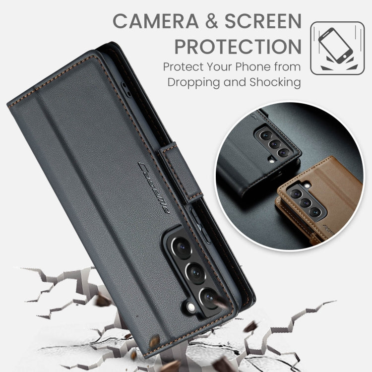 For Samsung Galaxy S22 5G CaseMe 023 Butterfly Buckle Litchi Texture RFID Anti-theft Leather Phone Case(Black) - Galaxy S22 5G Cases by CaseMe | Online Shopping UK | buy2fix