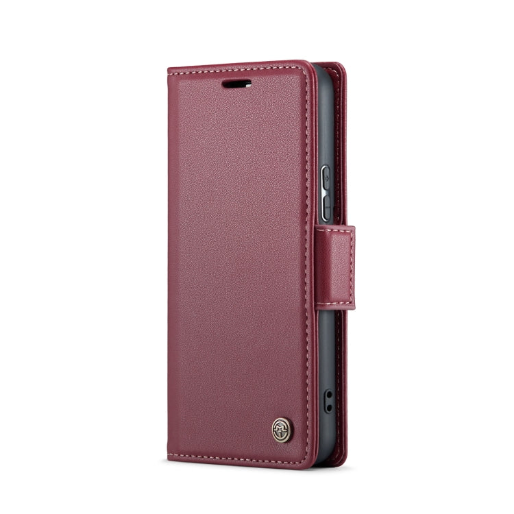 For Samsung Galaxy S22 5G CaseMe 023 Butterfly Buckle Litchi Texture RFID Anti-theft Leather Phone Case(Wine Red) - Galaxy S22 5G Cases by CaseMe | Online Shopping UK | buy2fix