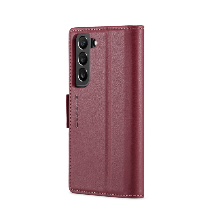 For Samsung Galaxy S22 5G CaseMe 023 Butterfly Buckle Litchi Texture RFID Anti-theft Leather Phone Case(Wine Red) - Galaxy S22 5G Cases by CaseMe | Online Shopping UK | buy2fix