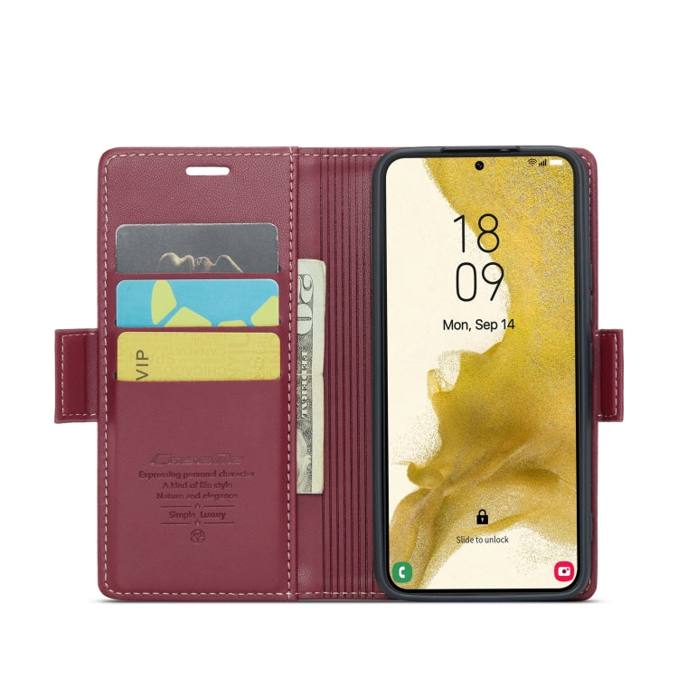 For Samsung Galaxy S22 5G CaseMe 023 Butterfly Buckle Litchi Texture RFID Anti-theft Leather Phone Case(Wine Red) - Galaxy S22 5G Cases by CaseMe | Online Shopping UK | buy2fix
