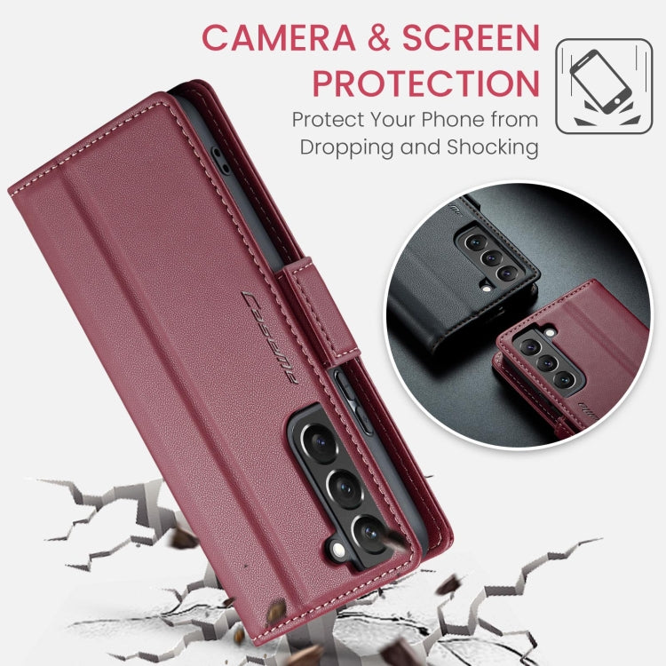 For Samsung Galaxy S22 5G CaseMe 023 Butterfly Buckle Litchi Texture RFID Anti-theft Leather Phone Case(Wine Red) - Galaxy S22 5G Cases by CaseMe | Online Shopping UK | buy2fix
