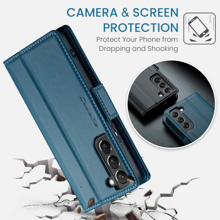 For Samsung Galaxy S22 5G CaseMe 023 Butterfly Buckle Litchi Texture RFID Anti-theft Leather Phone Case(Blue) - Galaxy S22 5G Cases by CaseMe | Online Shopping UK | buy2fix
