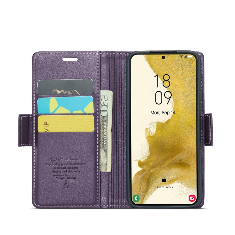 For Samsung Galaxy S22+ 5G CaseMe 023 Butterfly Buckle Litchi Texture RFID Anti-theft Leather Phone Case(Pearly Purple) - Galaxy S22+ 5G Cases by CaseMe | Online Shopping UK | buy2fix