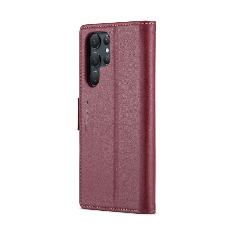 For Samsung Galaxy S22 Ultra 5G CaseMe 023 Butterfly Buckle Litchi Texture RFID Anti-theft Leather Phone Case(Wine Red) - Galaxy S22 Ultra 5G Cases by CaseMe | Online Shopping UK | buy2fix
