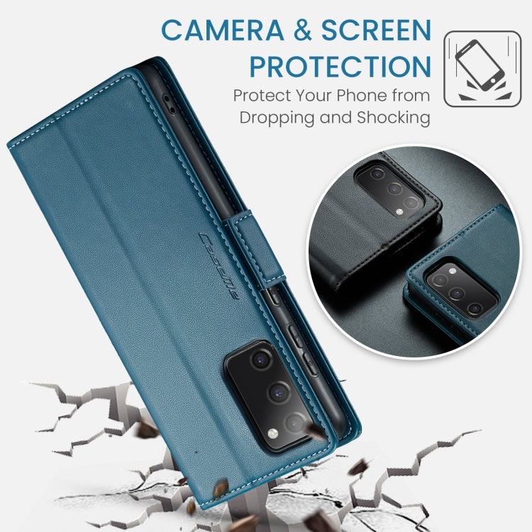 For Samsung Galaxy S20 FE CaseMe 023 Butterfly Buckle Litchi Texture RFID Anti-theft Leather Phone Case(Blue) by CaseMe