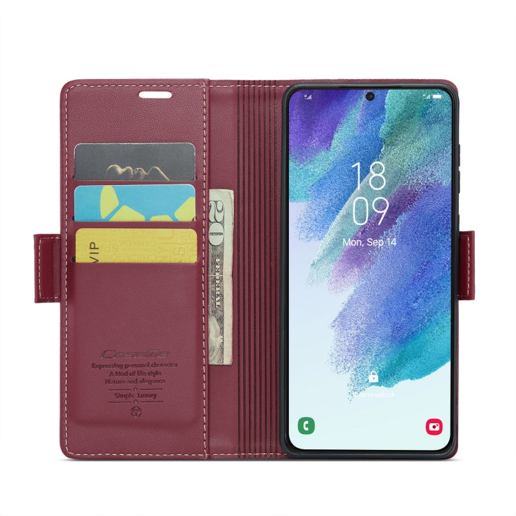 For Samsung Galaxy S21 FE 5G CaseMe 023 Butterfly Buckle Litchi Texture RFID Anti-theft Leather Phone Case(Wine Red) - Galaxy Phone Cases by CaseMe | Online Shopping UK | buy2fix