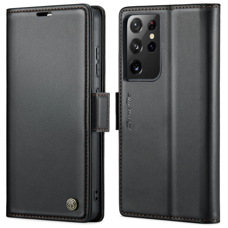 For Samsung Galaxy S21 Ultra 5G CaseMe 023 Butterfly Buckle Litchi Texture RFID Anti-theft Leather Phone Case(Black) - Galaxy S21 Ultra 5G Cases by CaseMe | Online Shopping UK | buy2fix