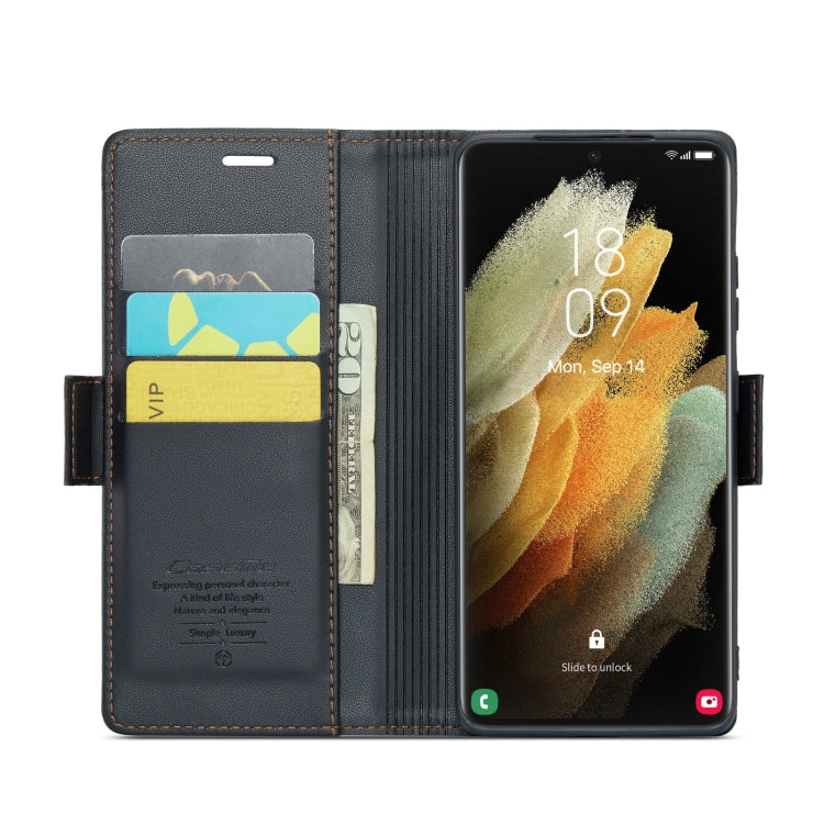For Samsung Galaxy S21 Ultra 5G CaseMe 023 Butterfly Buckle Litchi Texture RFID Anti-theft Leather Phone Case(Black) - Galaxy S21 Ultra 5G Cases by CaseMe | Online Shopping UK | buy2fix