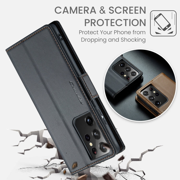 For Samsung Galaxy S21 Ultra 5G CaseMe 023 Butterfly Buckle Litchi Texture RFID Anti-theft Leather Phone Case(Black) - Galaxy S21 Ultra 5G Cases by CaseMe | Online Shopping UK | buy2fix