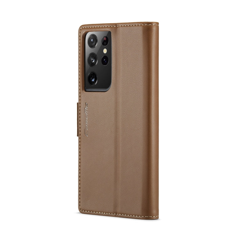For Samsung Galaxy S21 Ultra 5G CaseMe 023 Butterfly Buckle Litchi Texture RFID Anti-theft Leather Phone Case(Brown) - Galaxy S21 Ultra 5G Cases by CaseMe | Online Shopping UK | buy2fix