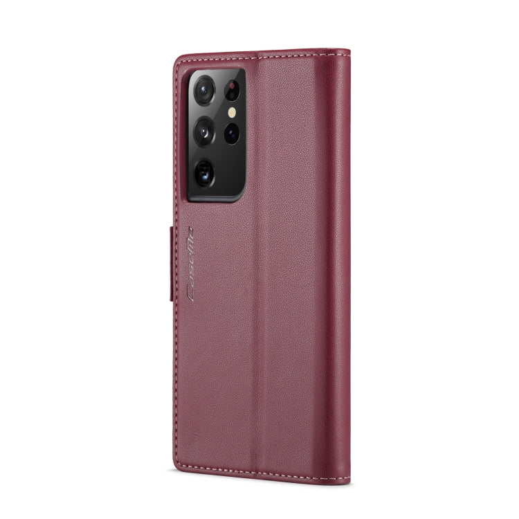For Samsung Galaxy S21 Ultra 5G CaseMe 023 Butterfly Buckle Litchi Texture RFID Anti-theft Leather Phone Case(Wine Red) - Galaxy S21 Ultra 5G Cases by CaseMe | Online Shopping UK | buy2fix