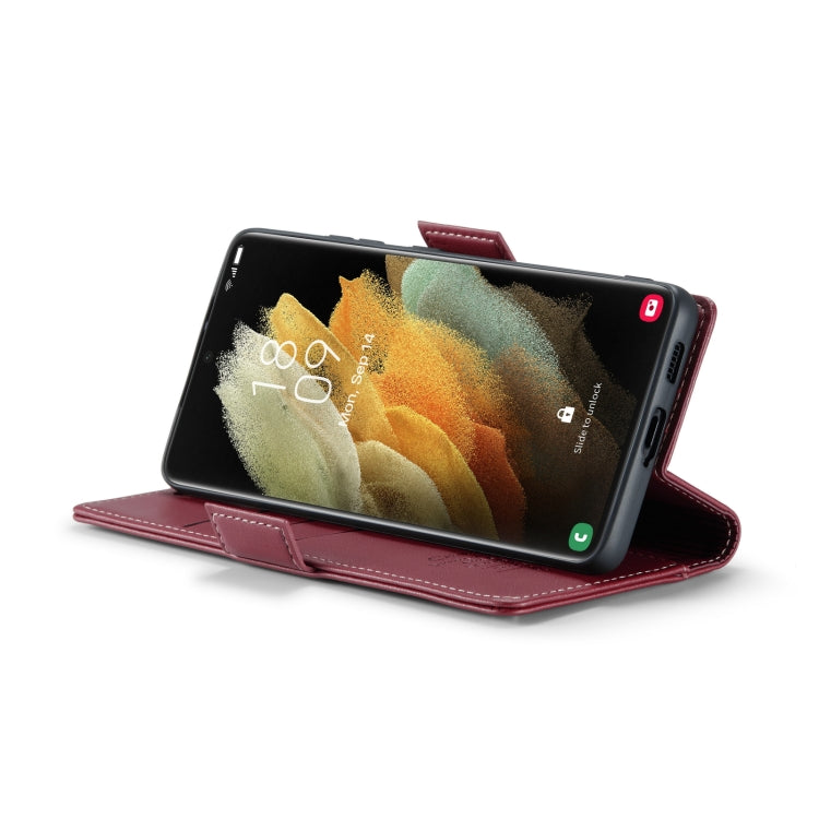 For Samsung Galaxy S21 Ultra 5G CaseMe 023 Butterfly Buckle Litchi Texture RFID Anti-theft Leather Phone Case(Wine Red) - Galaxy S21 Ultra 5G Cases by CaseMe | Online Shopping UK | buy2fix