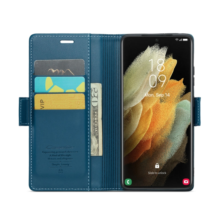For Samsung Galaxy S21 Ultra 5G CaseMe 023 Butterfly Buckle Litchi Texture RFID Anti-theft Leather Phone Case(Blue) - Galaxy S21 Ultra 5G Cases by CaseMe | Online Shopping UK | buy2fix