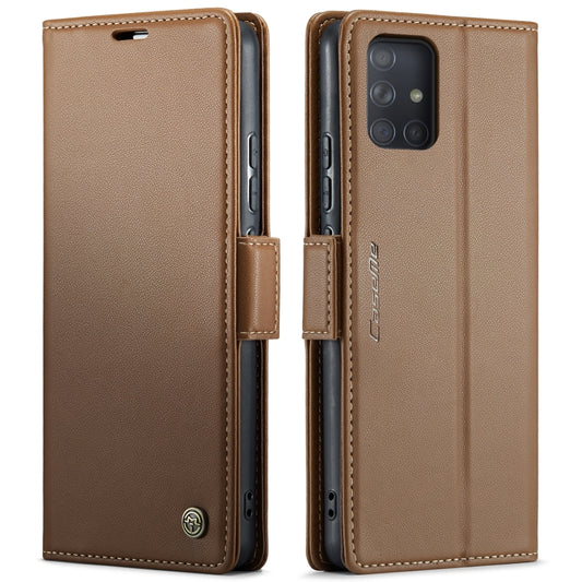 For Samsung Galaxy A71 4G CaseMe 023 Butterfly Buckle Litchi Texture RFID Anti-theft Leather Phone Case(Brown) by CaseMe