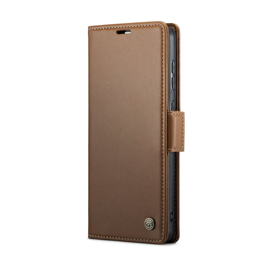For Samsung Galaxy A70/A70s CaseMe 023 Butterfly Buckle Litchi Texture RFID Anti-theft Leather Phone Case(Brown) by CaseMe