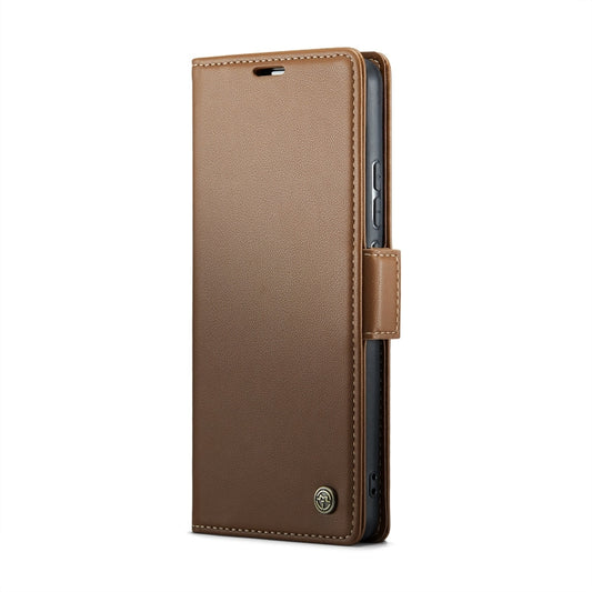 For Samsung Galaxy A72 CaseMe 023 Butterfly Buckle Litchi Texture RFID Anti-theft Leather Phone Case(Brown) by CaseMe