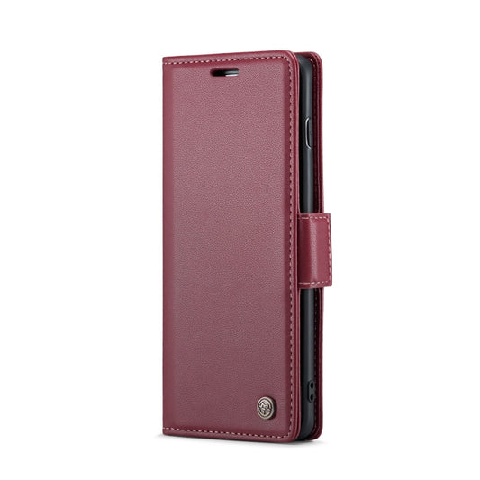 For Samsung Galaxy S10 CaseMe 023 Butterfly Buckle Litchi Texture RFID Anti-theft Leather Phone Case(Wine Red) by CaseMe