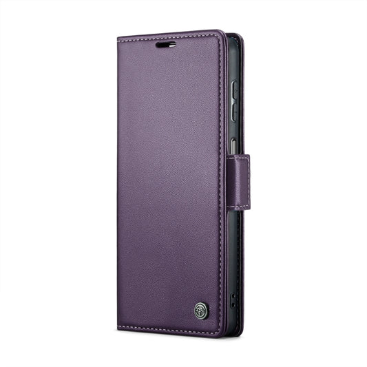 For Samsung Galaxy A22 5G CaseMe 023 Butterfly Buckle Litchi Texture RFID Anti-theft Leather Phone Case(Pearly Purple) by CaseMe