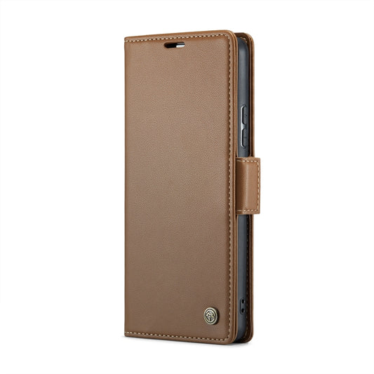 For Samsung Galaxy A54 5G CaseMe 023 Butterfly Buckle Litchi Texture RFID Anti-theft Leather Phone Case(Brown) by CaseMe