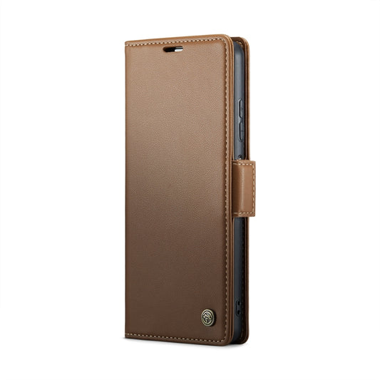 For Samsung Galaxy A05s CaseMe 023 Butterfly Buckle Litchi Texture RFID Anti-theft Leather Phone Case(Brown) by CaseMe